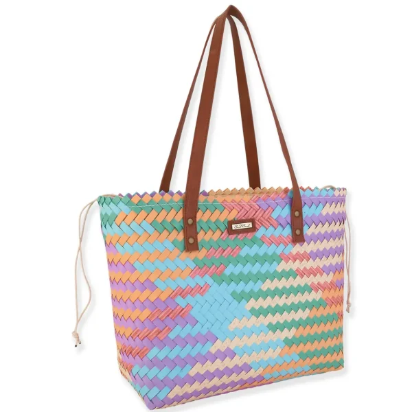 Adelynn | Poly Straw Shoulder Tote | CE6584