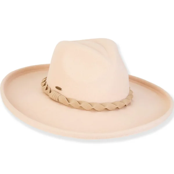 ADORA | Citrine | Women's Poly Felt Safari Faux Felt with Self Braided Trim | AD1556