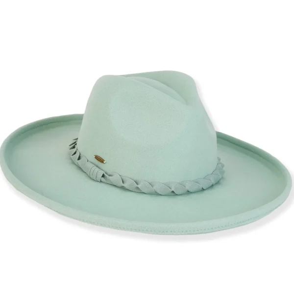 ADORA | Citrine | Women's Poly Felt Safari Faux Felt with Self Braided Trim | AD1556