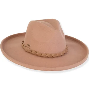 ADORA | Citrine | Women's Poly Felt Safari Faux Felt with Self Braided Trim | AD1556