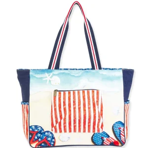 Americana Beach Flip Flops | Artistic Totes Oversized Tote | PB9560