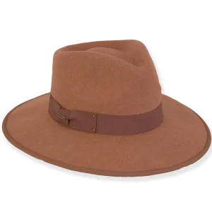 Arlet | Women's Poly Faux Felt Safari Grosgrain Studs Bow & Brim Edge | AD1569