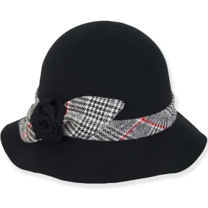 Ash | Women's Wool Felt Bucket Self Rose Woolen Trim | AD1562