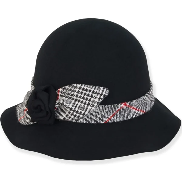 Ash | Women's Wool Felt Bucket Self Rose Woolen Trim | AD1562