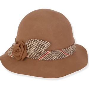 Ash | Women's Wool Felt Bucket Self Rose Woolen Trim | AD1562