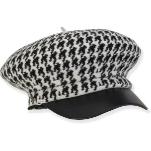 Autumn | Women's Soft Wool Newsboy Faux Leather Brim | AD1552