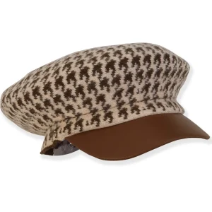 Autumn | Women's Soft Wool Newsboy Faux Leather Brim | AD1552