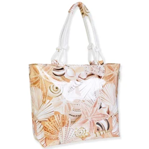 Beige, Canvas/PVC Shoulder Tote | CE6617 A