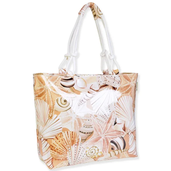 Beige, Canvas/PVC Shoulder Tote | CE6617 A