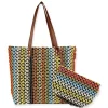 Black Multi, Paper Crochet/Poly Cotton Shoulder Tote | CE6696 B