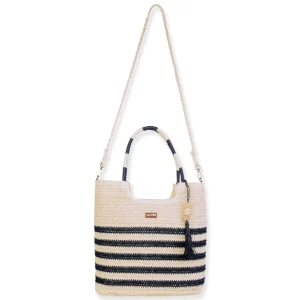 Black, Paper Crochet Shoulder Tote | CE6704 A