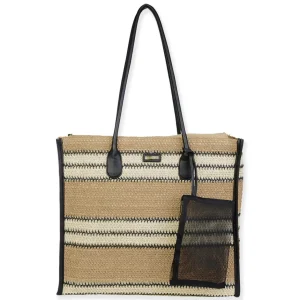 Black, Paper Crochet Shoulder Tote | CE6705 B