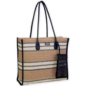 Black, Paper Crochet Shoulder Tote | CE6705 B