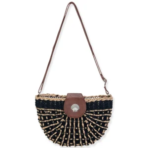 Black, Paper Straw Crossbody | CE6736 B