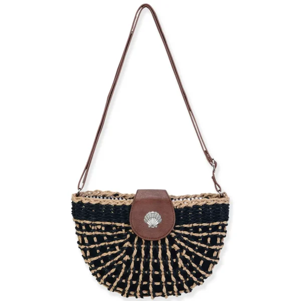 Black, Paper Straw Crossbody | CE6736 B