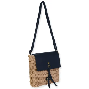 Black, Paper Straw Crossbody | CE6712 C