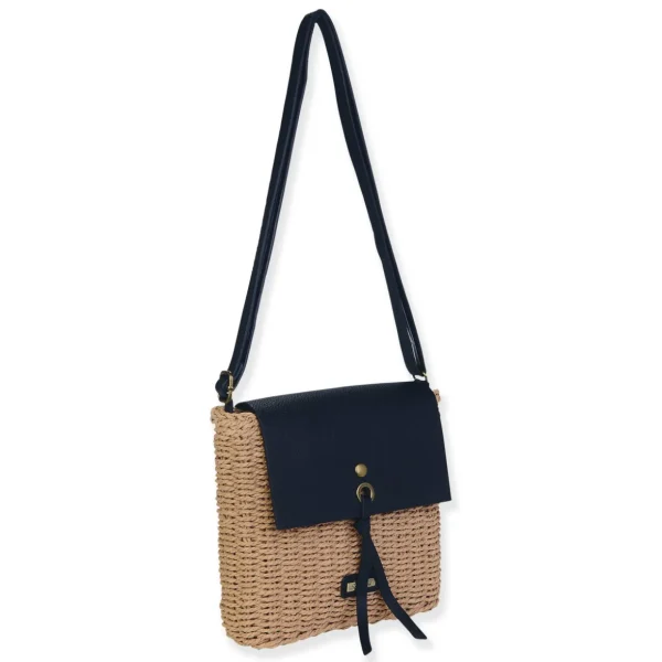 Black, Paper Straw Crossbody | CE6712 C