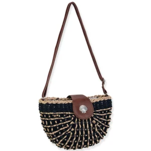 Black, Paper Straw Crossbody | CE6736 B
