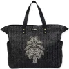 Black, Poly Straw Shoulder Tote | CE6628 B