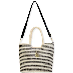 Black, PP Straw Shoulder Tote | CE6733 B