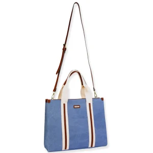 Blue, Canvas Shoulder Tote | CE6621 B