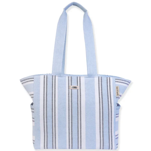 Blue, Linen Shoulder Tote | CE6602 B