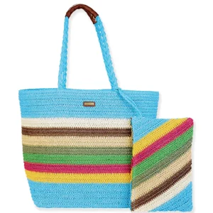 Blue Multi, Paper Crochet Shoulder Tote | CE6692 B
