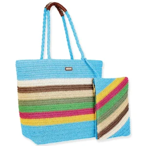 Blue Multi, Paper Crochet Shoulder Tote | CE6692 B