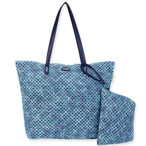 Blue Multi, Paper Straw Handbag | CE6658 A