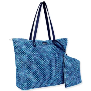Blue Multi, Paper Straw Handbag | CE6658 A