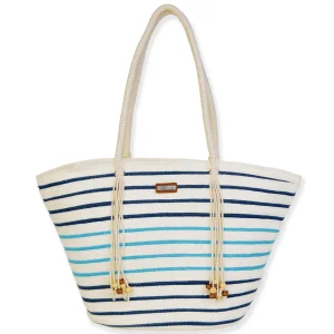 Blue Multi, Paper Straw Shoulder Tote | CE6680 B