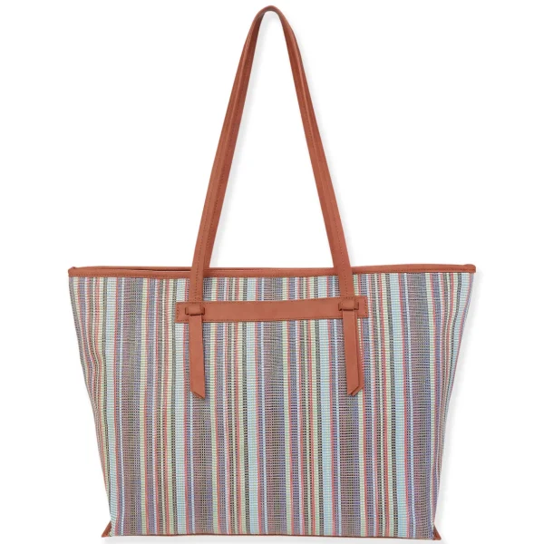 Blue Multi, Poly Straw Shoulder Tote | CE6635 B