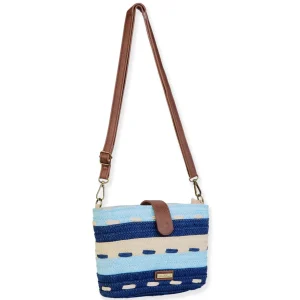 Blue, Paper Straw Crossbody | CE6684 B
