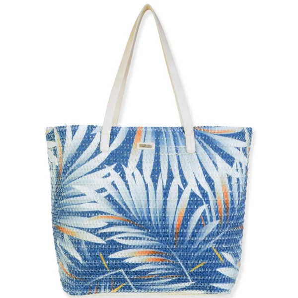 Blue, Paper Straw Shoulder Tote | CJ8891 A