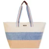 Blue, Paper Straw Shoulder Tote | CE6666 A