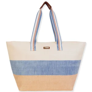 Blue, Paper Straw Shoulder Tote | CE6666 A
