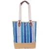 Blue, Paper Straw Shoulder Tote | CE6606 A