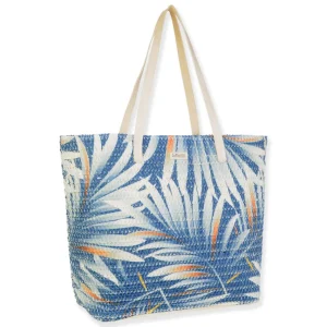 Blue, Paper Straw Shoulder Tote | CJ8891 A