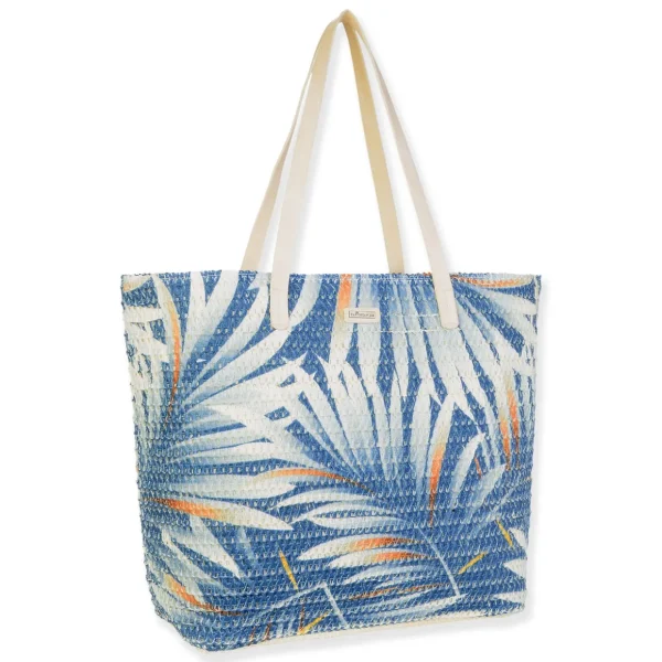 Blue, Paper Straw Shoulder Tote | CJ8891 A