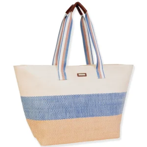 Blue, Paper Straw Shoulder Tote | CE6666 A