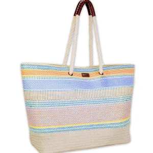 Blue, Poly/Paper Straw Shoulder Tote | CE6608 B