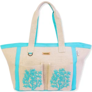 Blue, Shoulder Tote Beaded Corals | SNS6800 B