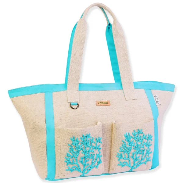 Blue, Shoulder Tote Beaded Corals | SNS6800 B