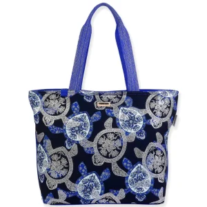 Blue, Shoulder Tote Layered Turtles | SNS6880 B