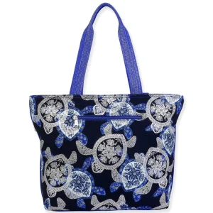 Blue, Shoulder Tote Layered Turtles | SNS6880 B