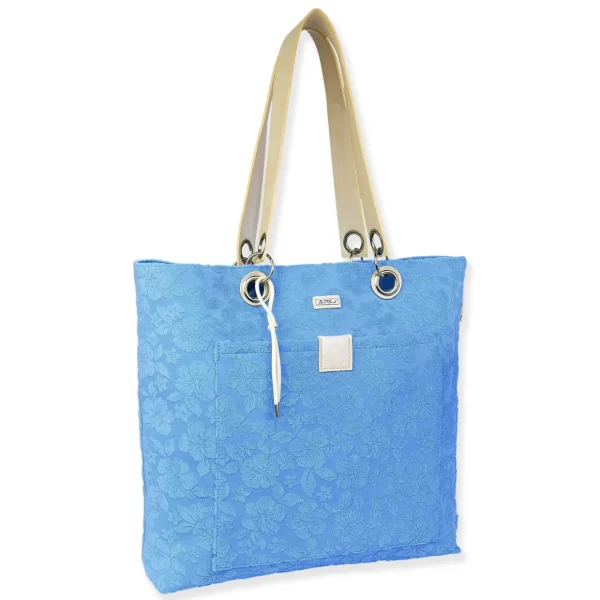 Blue, Terry/Polyester Shoulder Tote | CE6615 B
