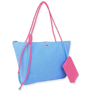 Blue, Terry/Polyester Shoulder Tote | CE6616 B