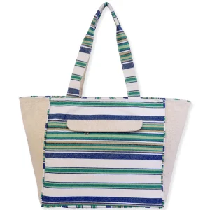 Blue/Green, Oversized Tote Striped Anchor | SNS6670 B