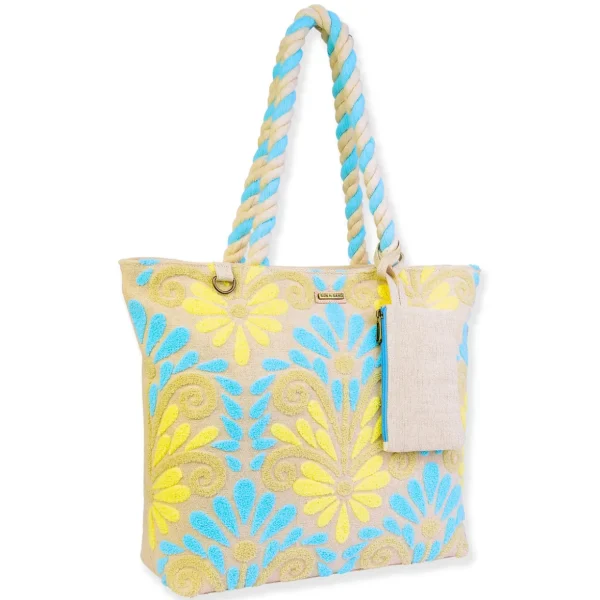 Blue/Yellow, Shoulder Tote Vintage Motif | SNS6610 B