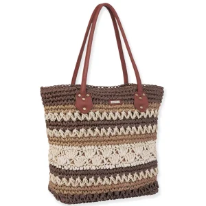 Brown, Paper Straw Handbag | CE6654 A